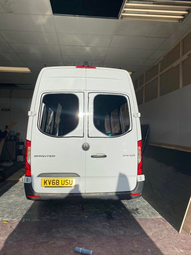 Mercedes Sprinter with newly fitted side windows