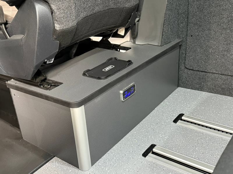 Premium seating with built-in USB charging in a VW Transporter