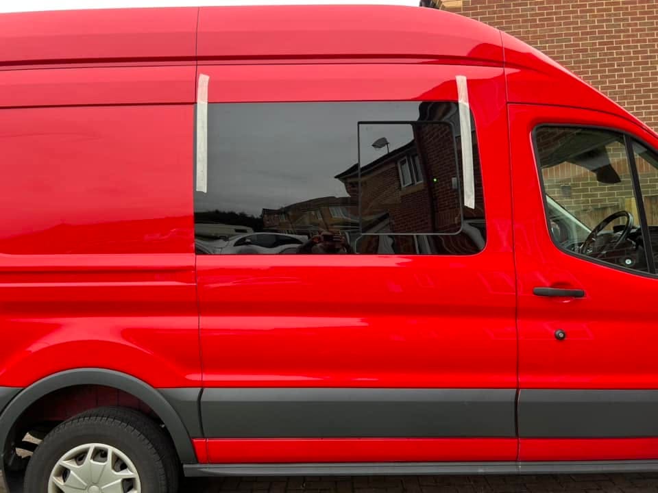 Ford Transit after professional side window fitting